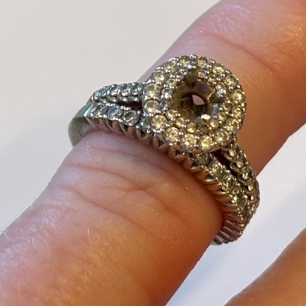 Sterling silver wedding set.